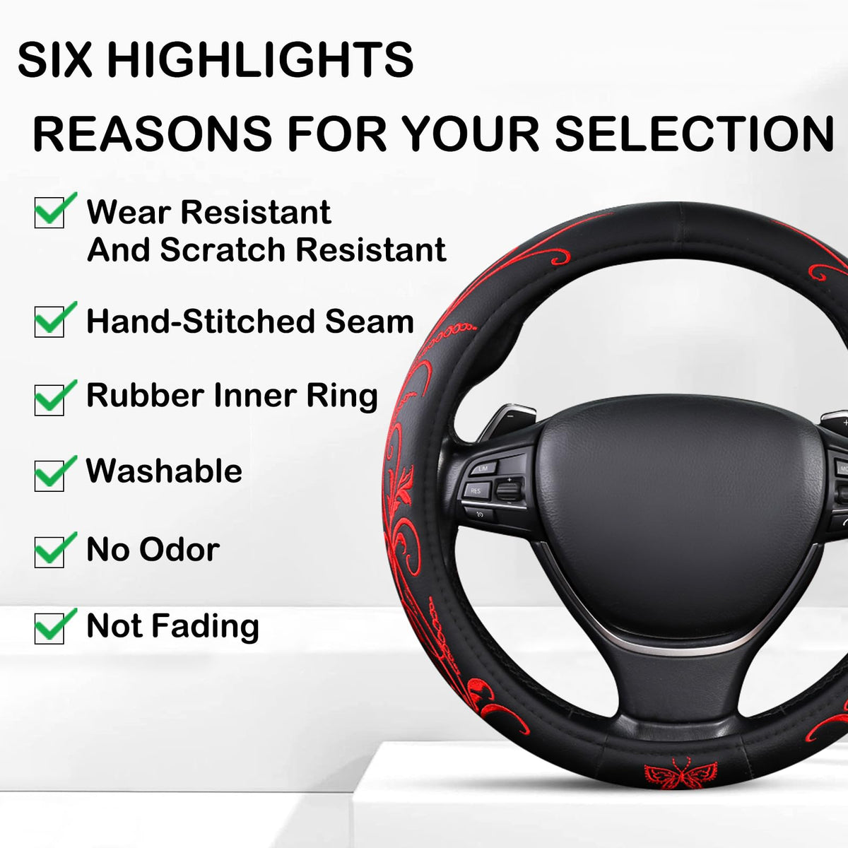 vaitarkli installed on a steering wheel showing improved grip and interior styling