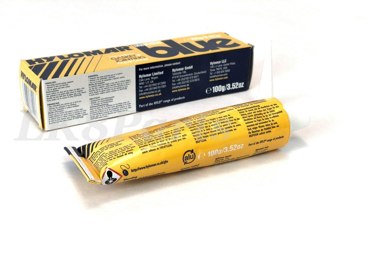 Valco Cincinnati Hylomar Blue 100g beside ruler showing compact size and easy storage benefit