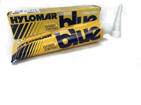 Valco Cincinnati Hylomar Blue texture smear illustrating non-hardening flexible sealant properties