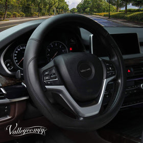 Valleycomfy front view of black microfiber leather cover showing clean design and style