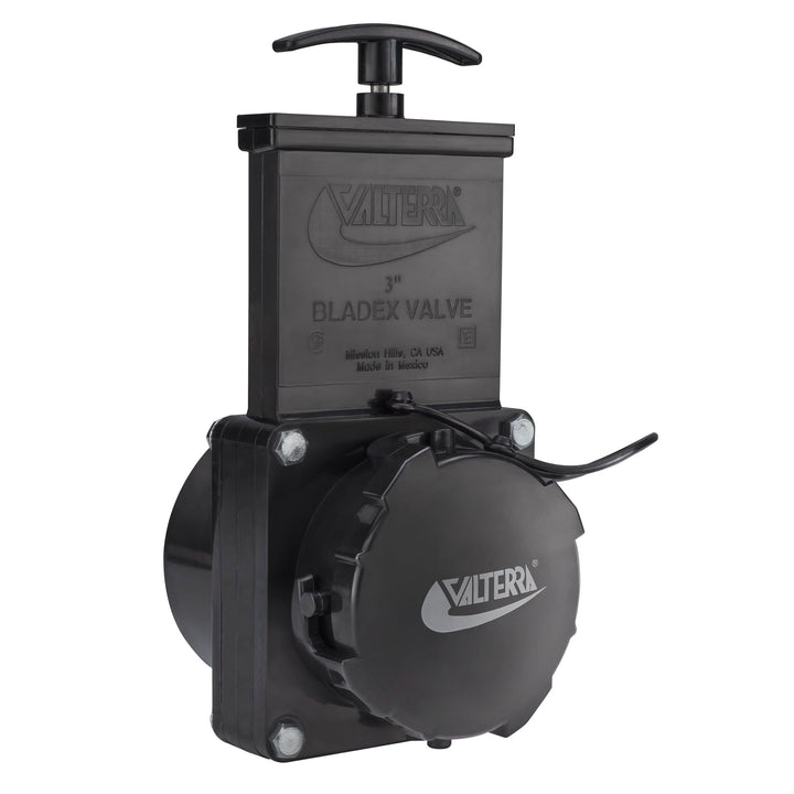Valterra 3-inch valve front view showing compact design and durable build