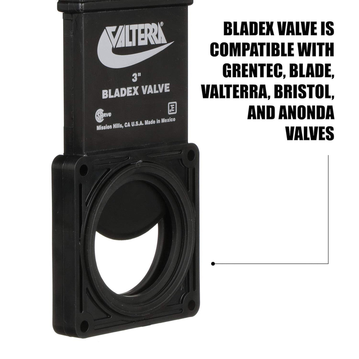 Valterra close-up of metal handle highlighting durable grip and smooth operation