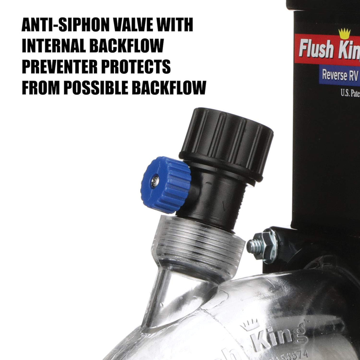 Valterra Flush King bayonet connection detail showing secure leak-proof fit