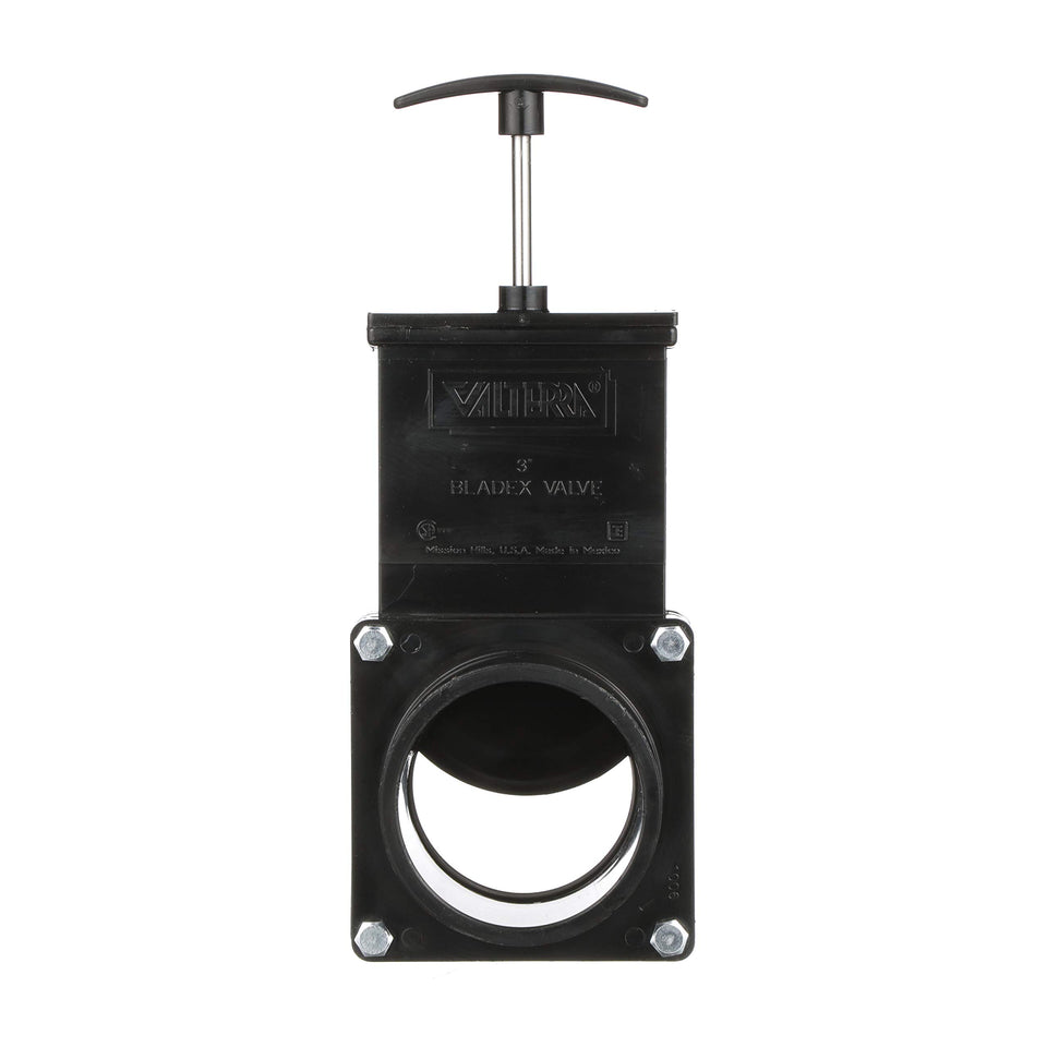 Valterra gate valve front view showing hub and paddle, durable and easy to operate