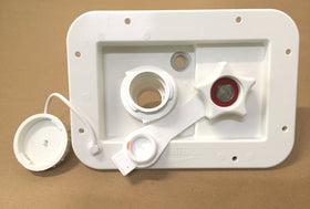 Valterra gravity opening close-up showing hose fitment and easy filling benefit