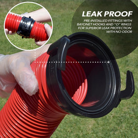 Valterra hose collapsed to 25 inches highlighting easy storage advantage