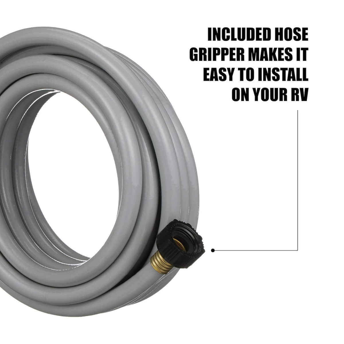 Valterra closeup of included hose grippers showing easy installation benefit