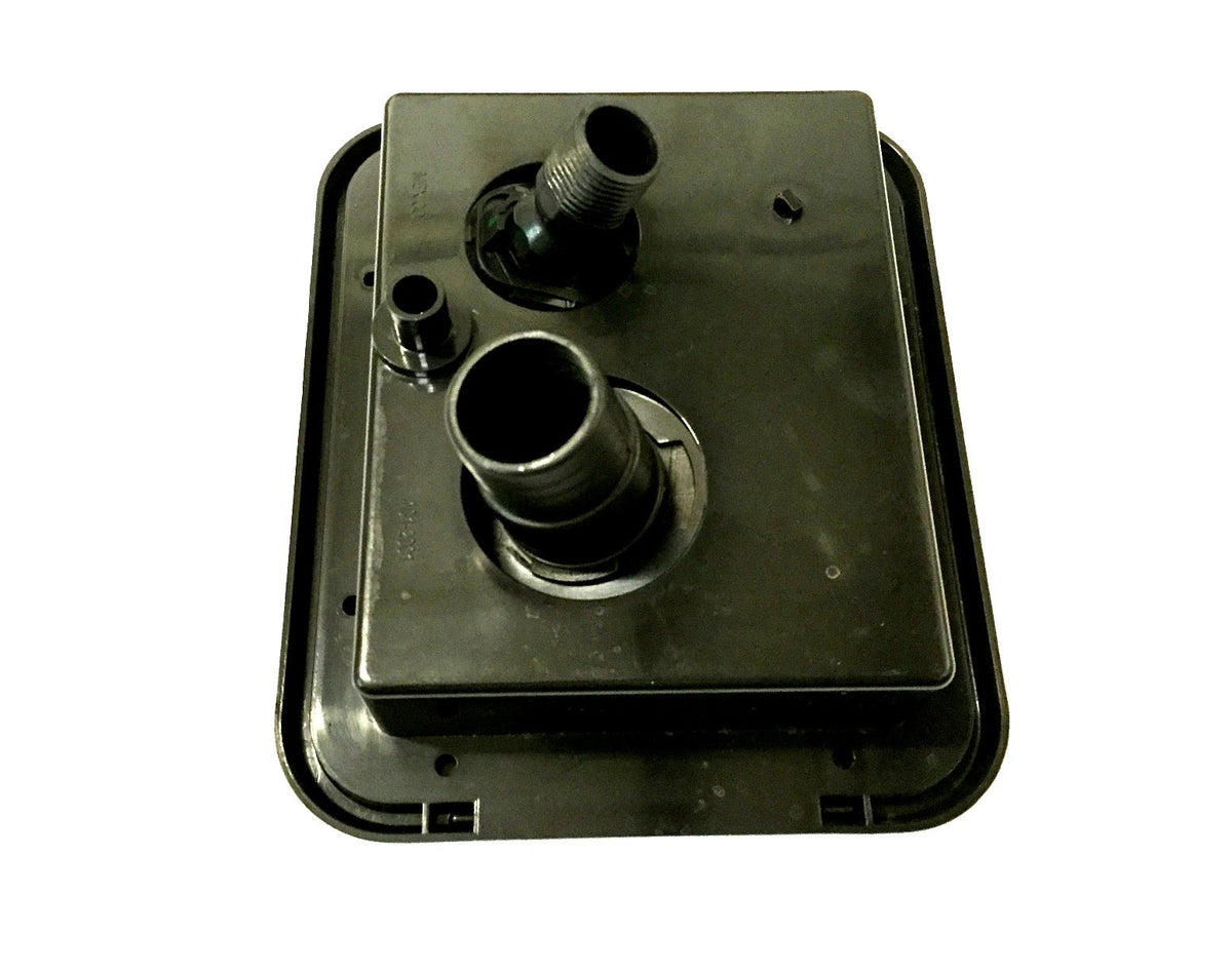 Valterra hatch mounted on RV sidewall demonstrating low-profile installation benefit