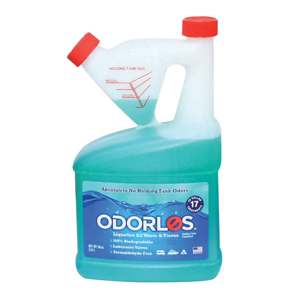 Valterra Odorlos front label on 68oz bottle showing dosage and odor control benefit