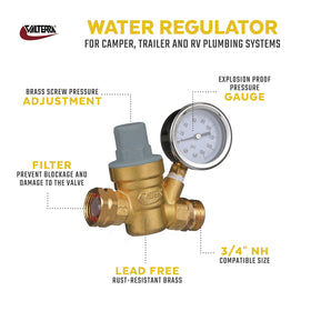 Valterra regulator gauge closeup clearly showing pressure reading for easy verification