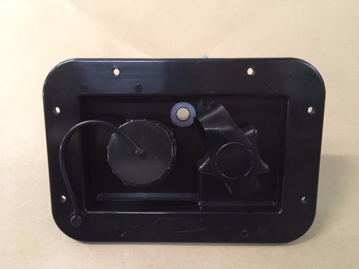 Valterra inlet next to ruler showing dimensions for accurate fitment