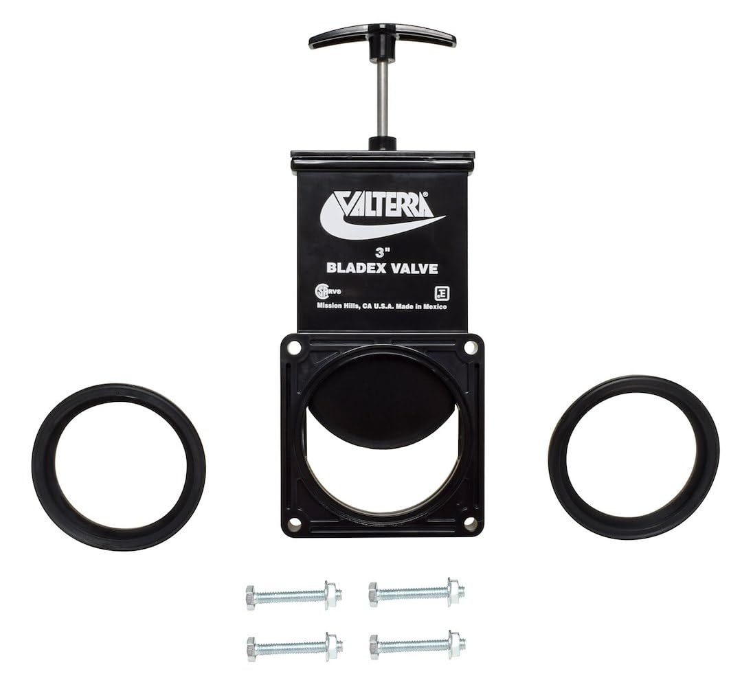 Valterra valve installed on RV drainline during use, restores free wastewater flow