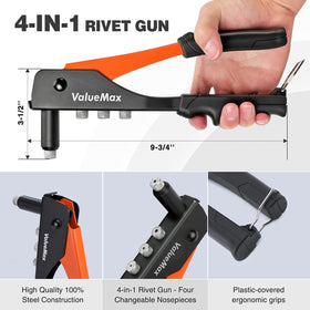 ValueMax 200 rivets in four sizes laid out for versatile fastening