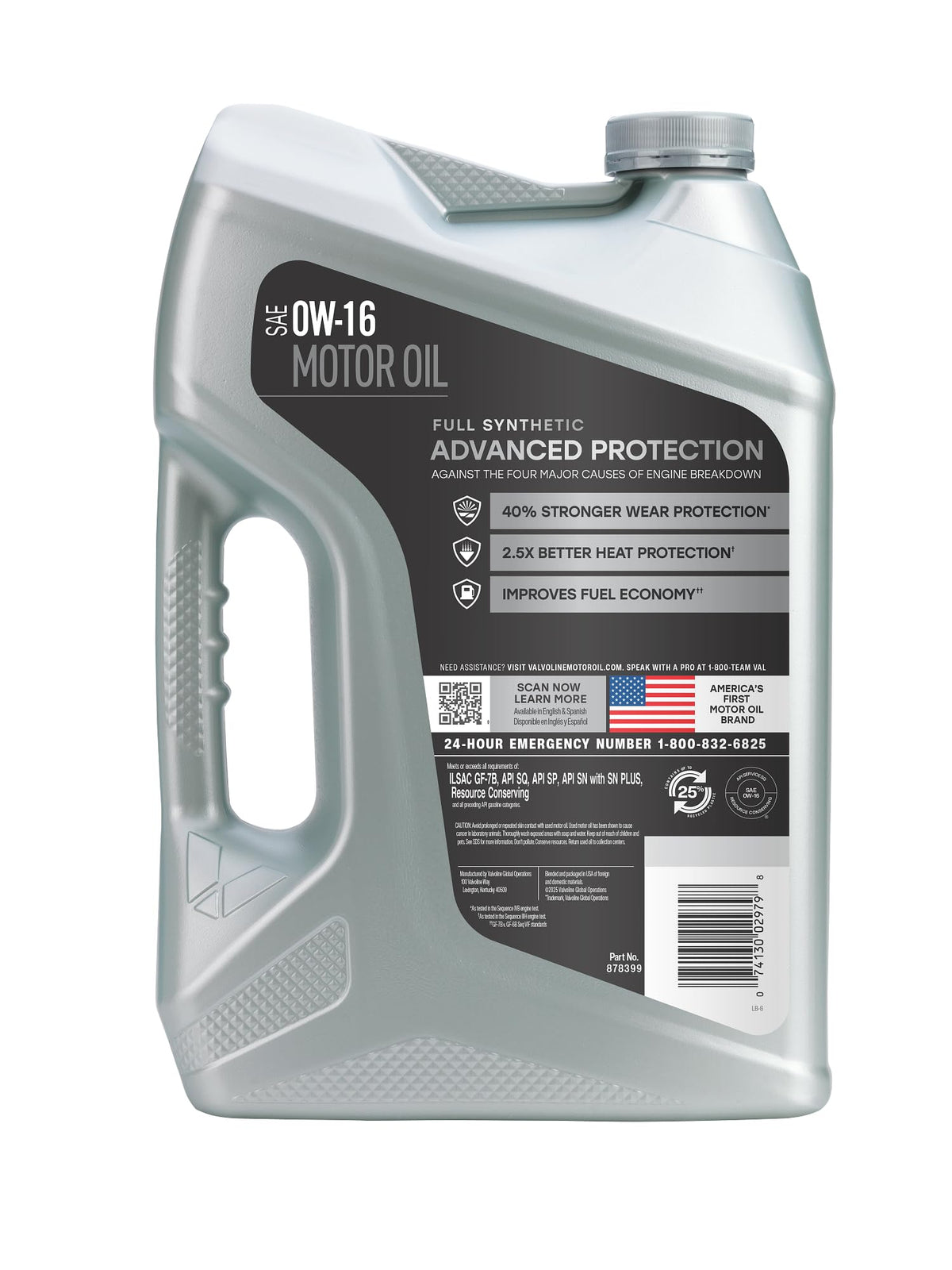 Valvoline 5 quart bottle next to a ruler showing size and value benefit