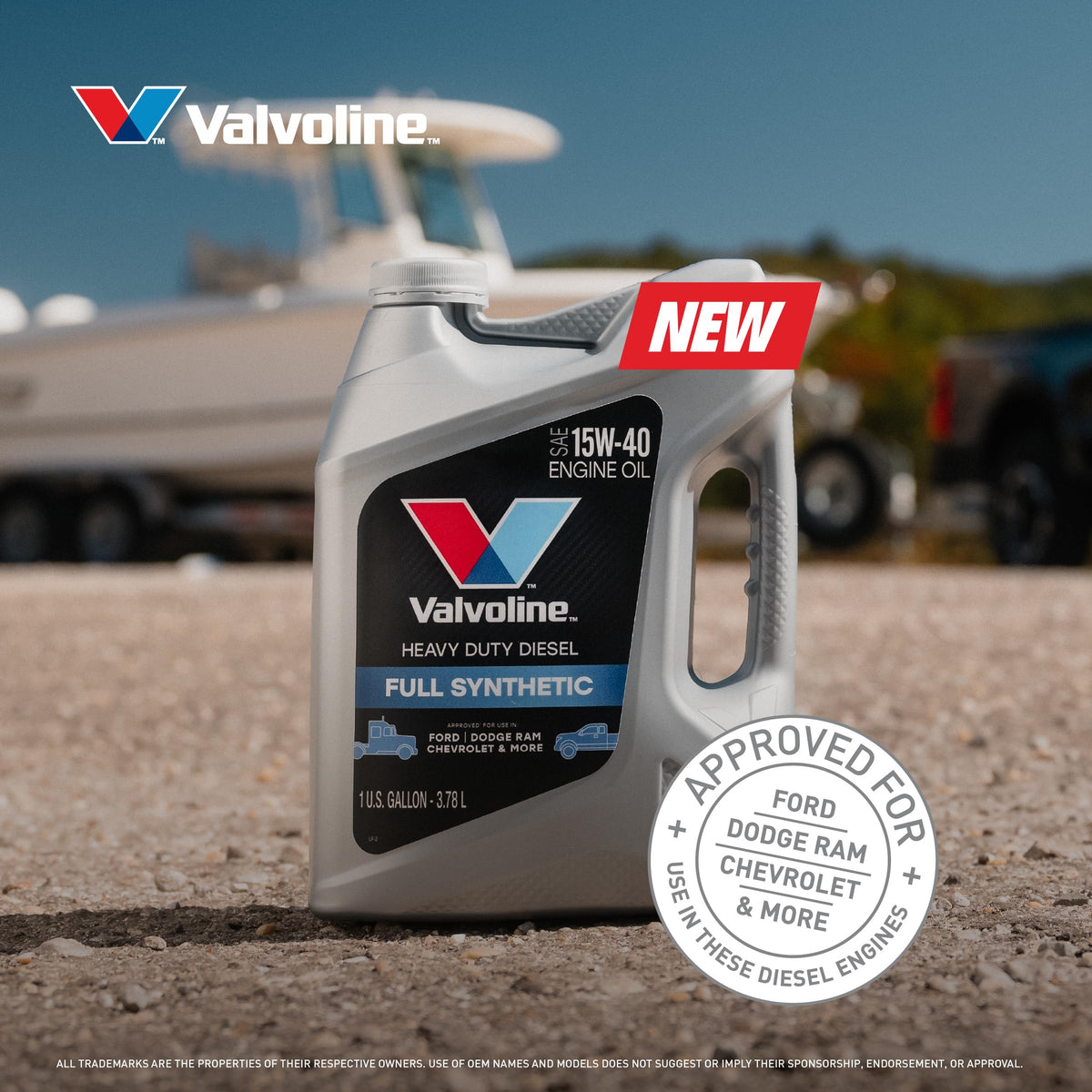 Valvoline being poured into a truck engine illustrating straightforward maintenance