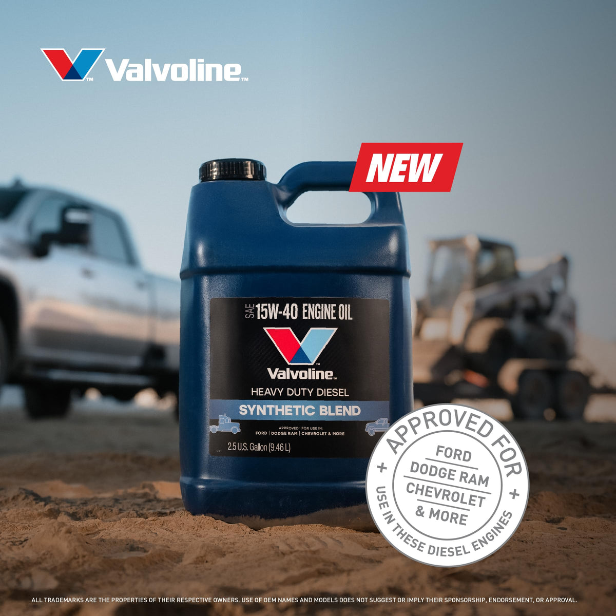 Valvoline 15W-40 being poured into diesel engine for quick service