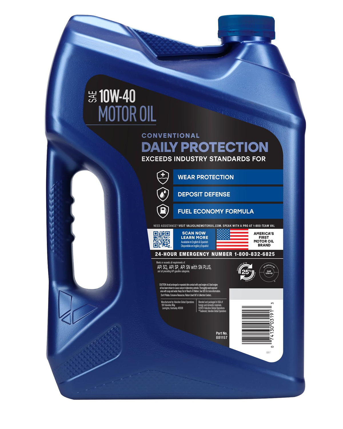 Valvoline label close-up highlighting viscosity and API specifications for confidence