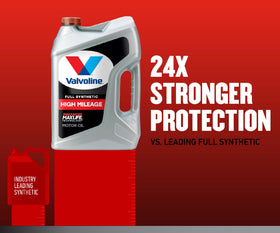 Valvoline bottle pouring oil into engine for smoother operation benefit