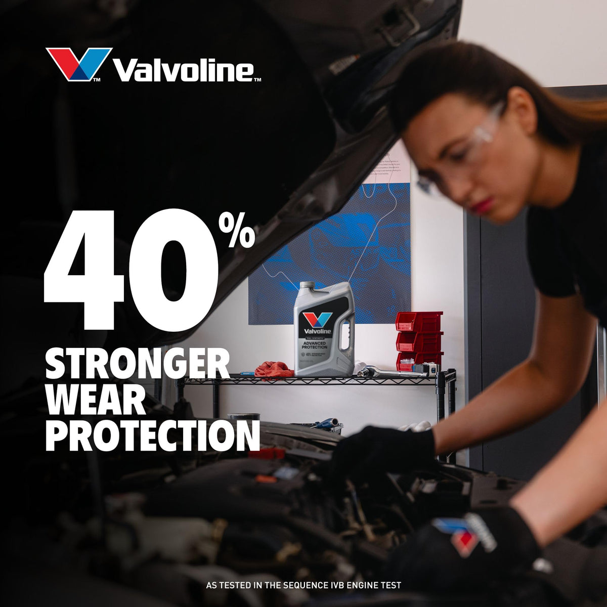 Valvoline oil sheen and viscosity sample illustrating flow