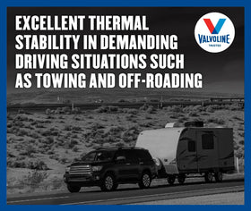 Valvoline bottle beside vehicle gearset illustrating protection benefit