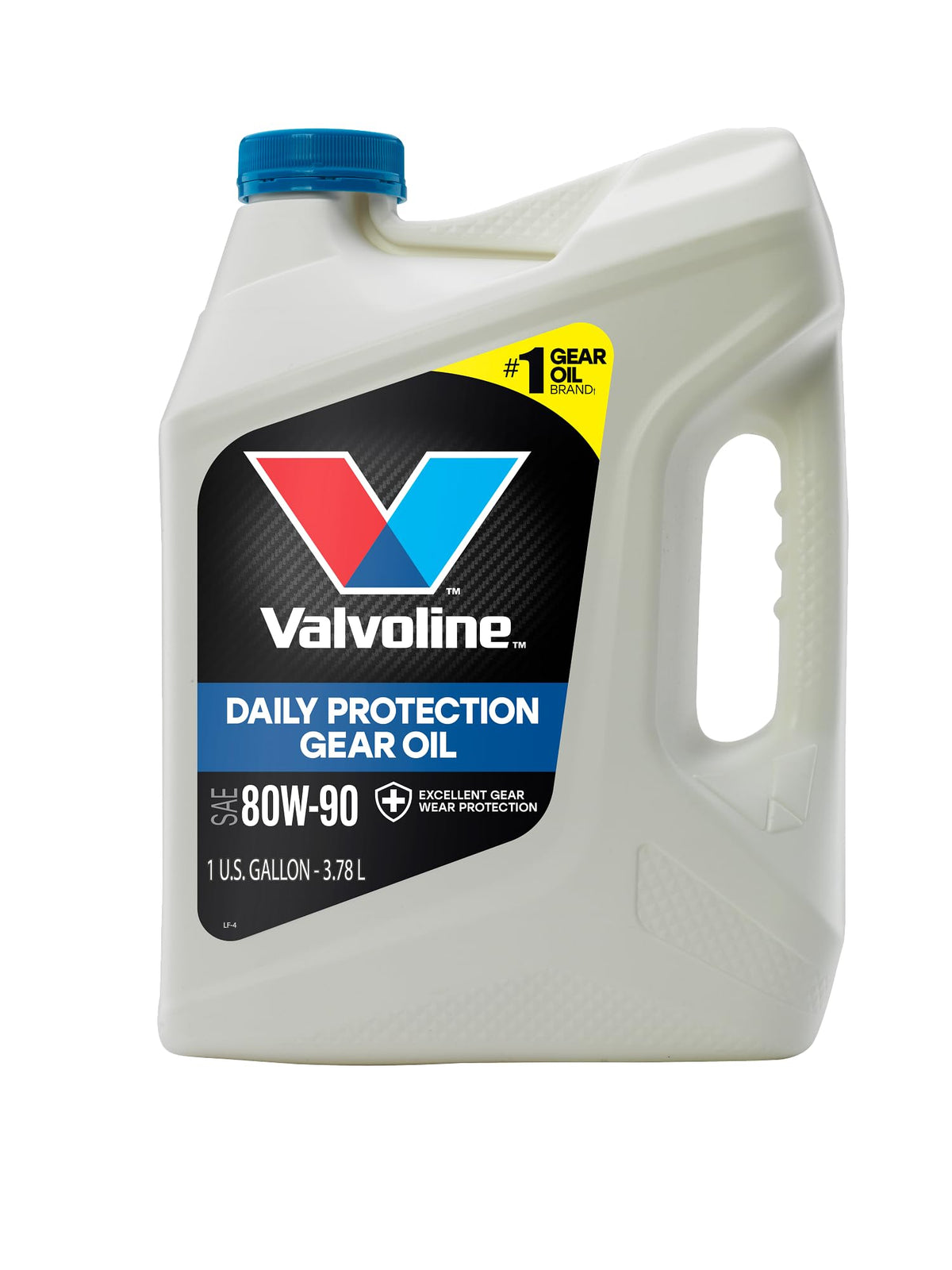 Valvoline 80W-90 front label showing product and capacity benefits