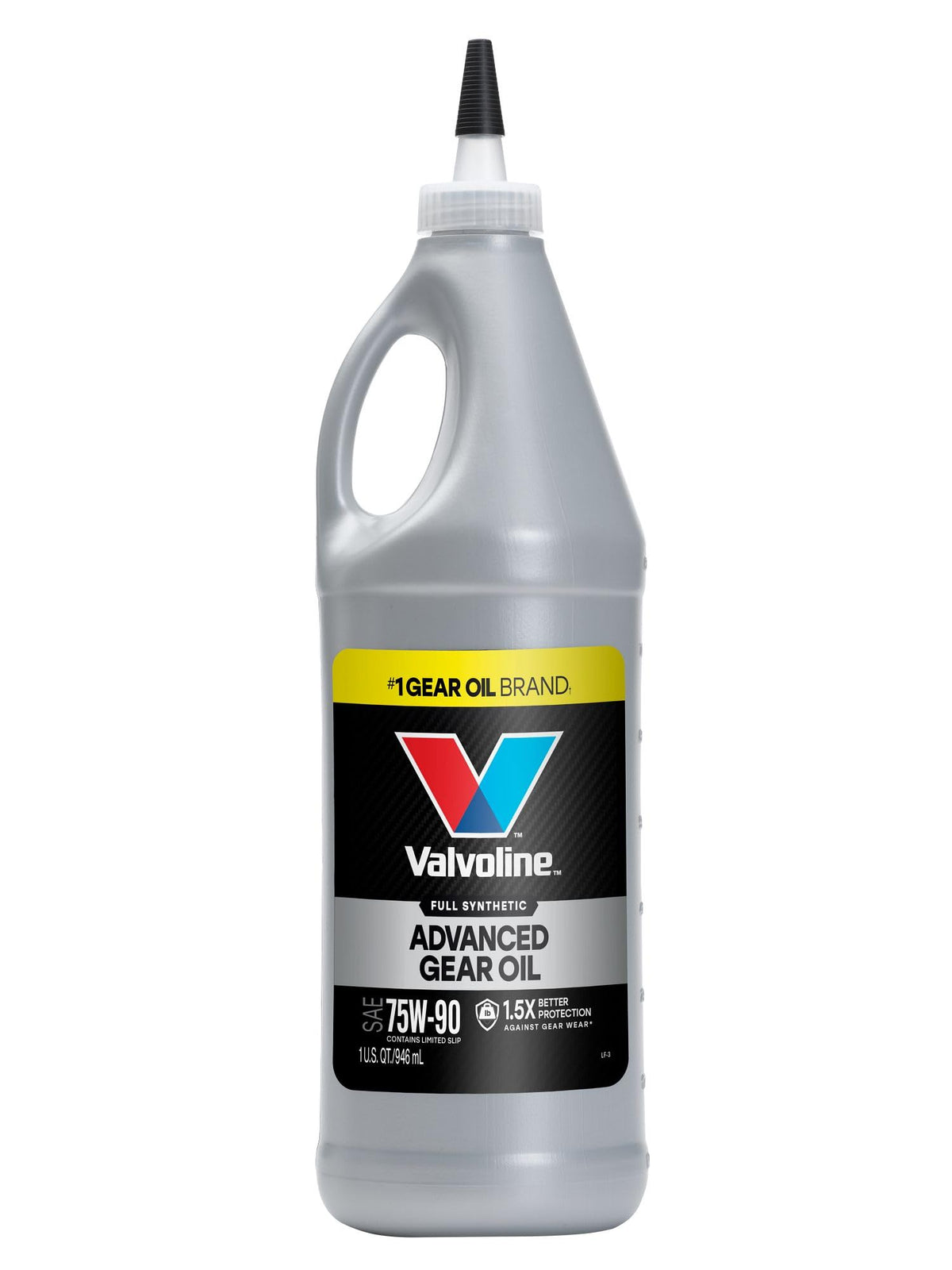 Valvoline advanced full synthetic 75W-90 front quart showing product benefits