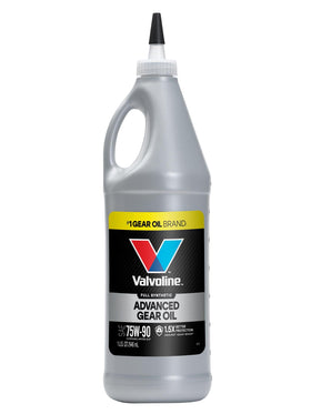 Valvoline advanced full synthetic 75W-90 front quart showing product benefits