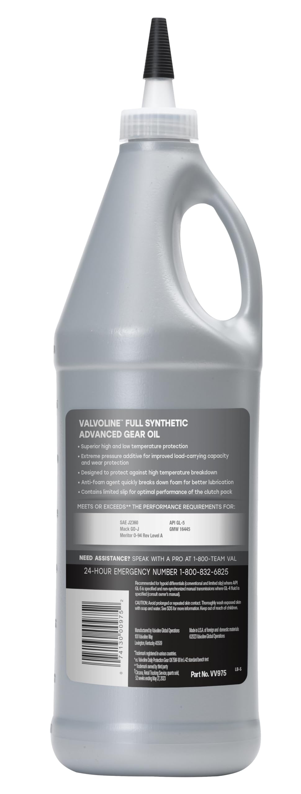 Close-up of Valvoline label highlighting specifications and approvals