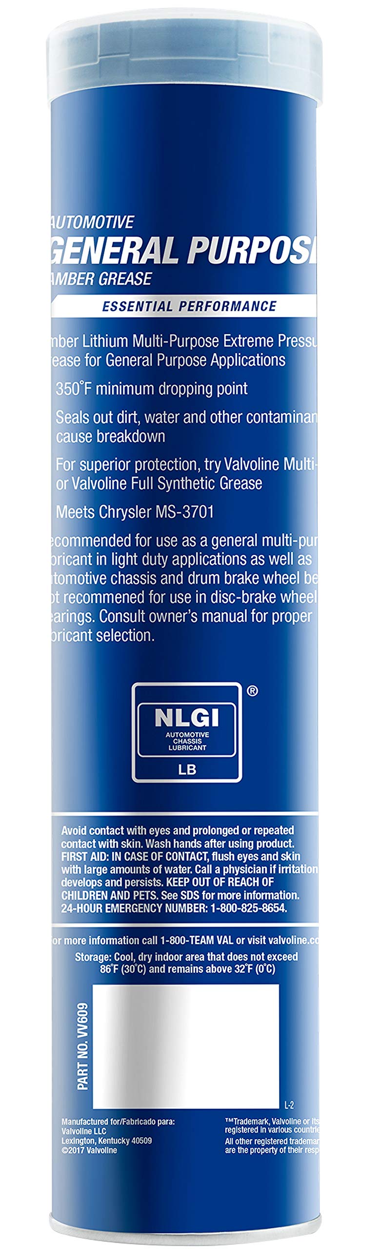 Valvoline cartridge in grease gun applying tacky grease to bearing for protection