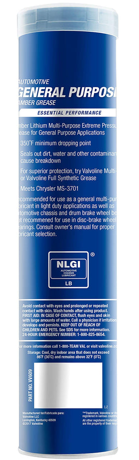 Valvoline cartridge in grease gun applying tacky grease to bearing for protection