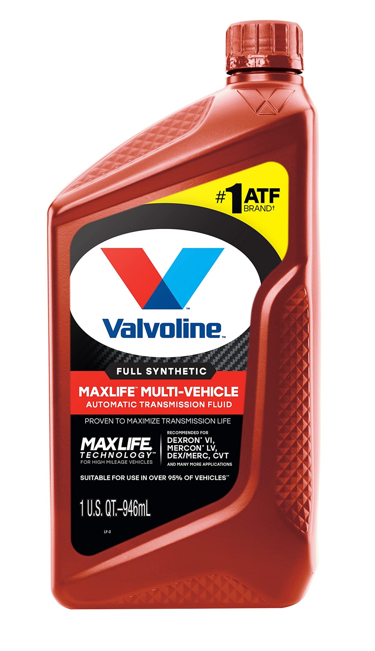 Valvoline ATF close-up label detail highlighting specifications and compatibility benefits