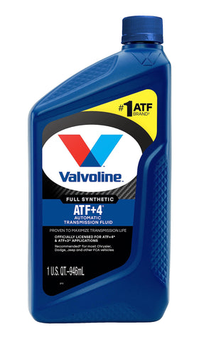 Valvoline label close-up highlighting ATF+4 approval and specs