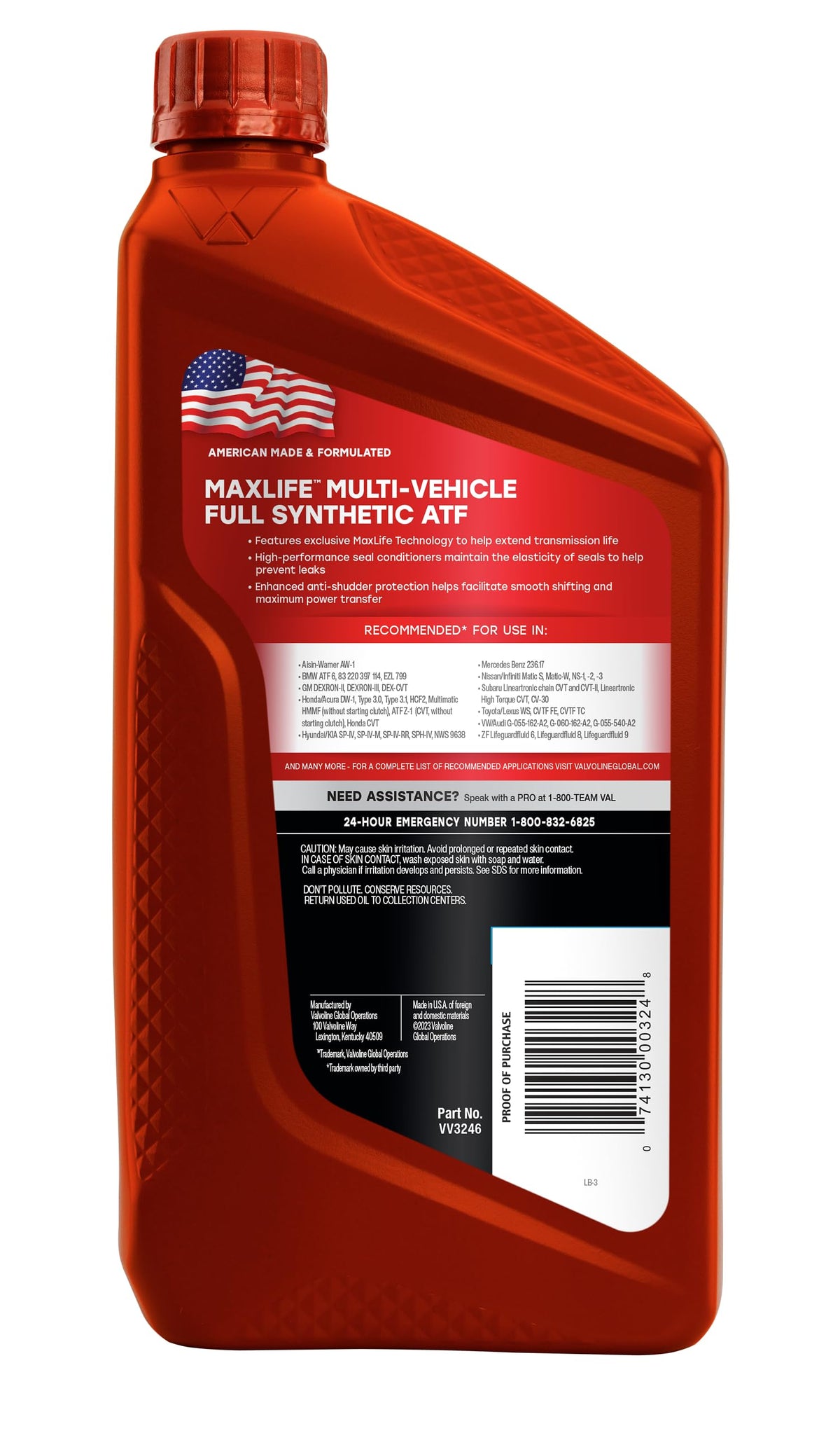 Valvoline ATF pouring into a funnel demonstrating easy pour and service-ready design