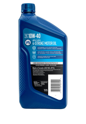 Valvoline being poured into an ATV engine demonstrating easy fill and protection