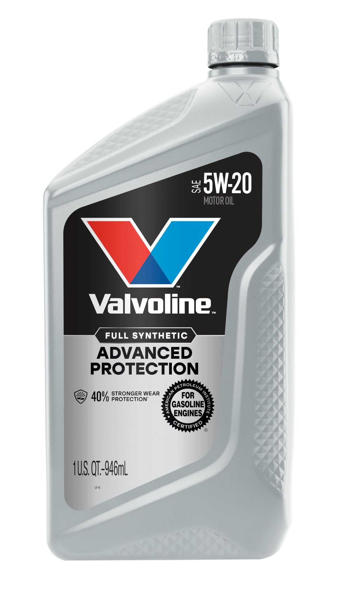 Valvoline bottle three quarter view highlighting ergonomic grip and cap