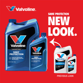 Valvoline bottle in hand giving scale and convenient handling benefit