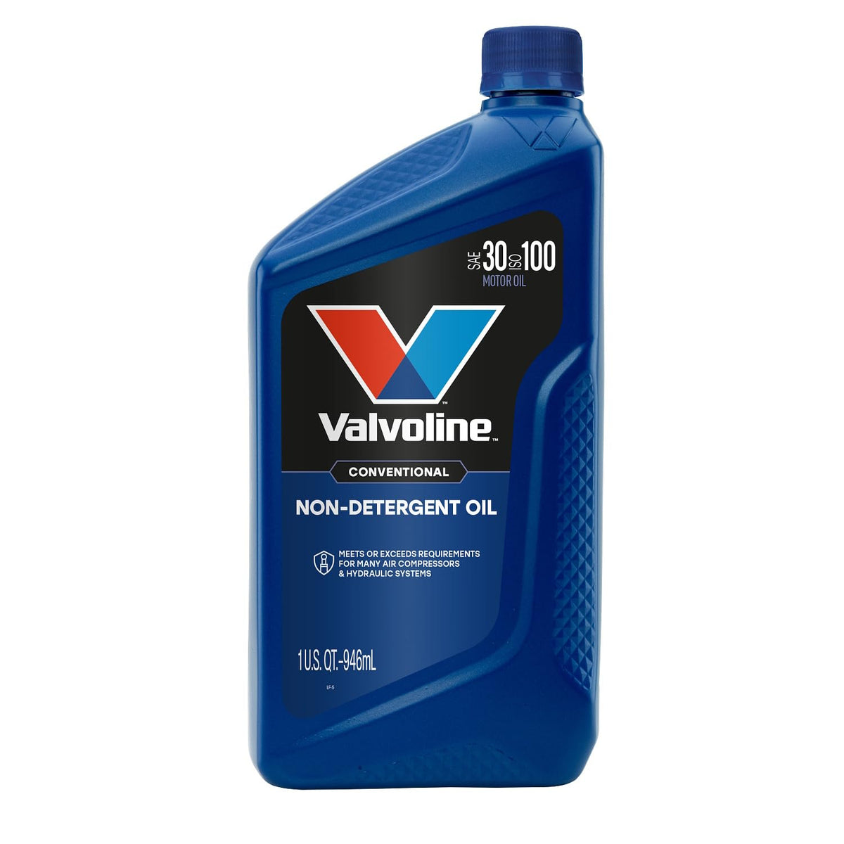 Valvoline label closeup showing specifications and clear identification benefit