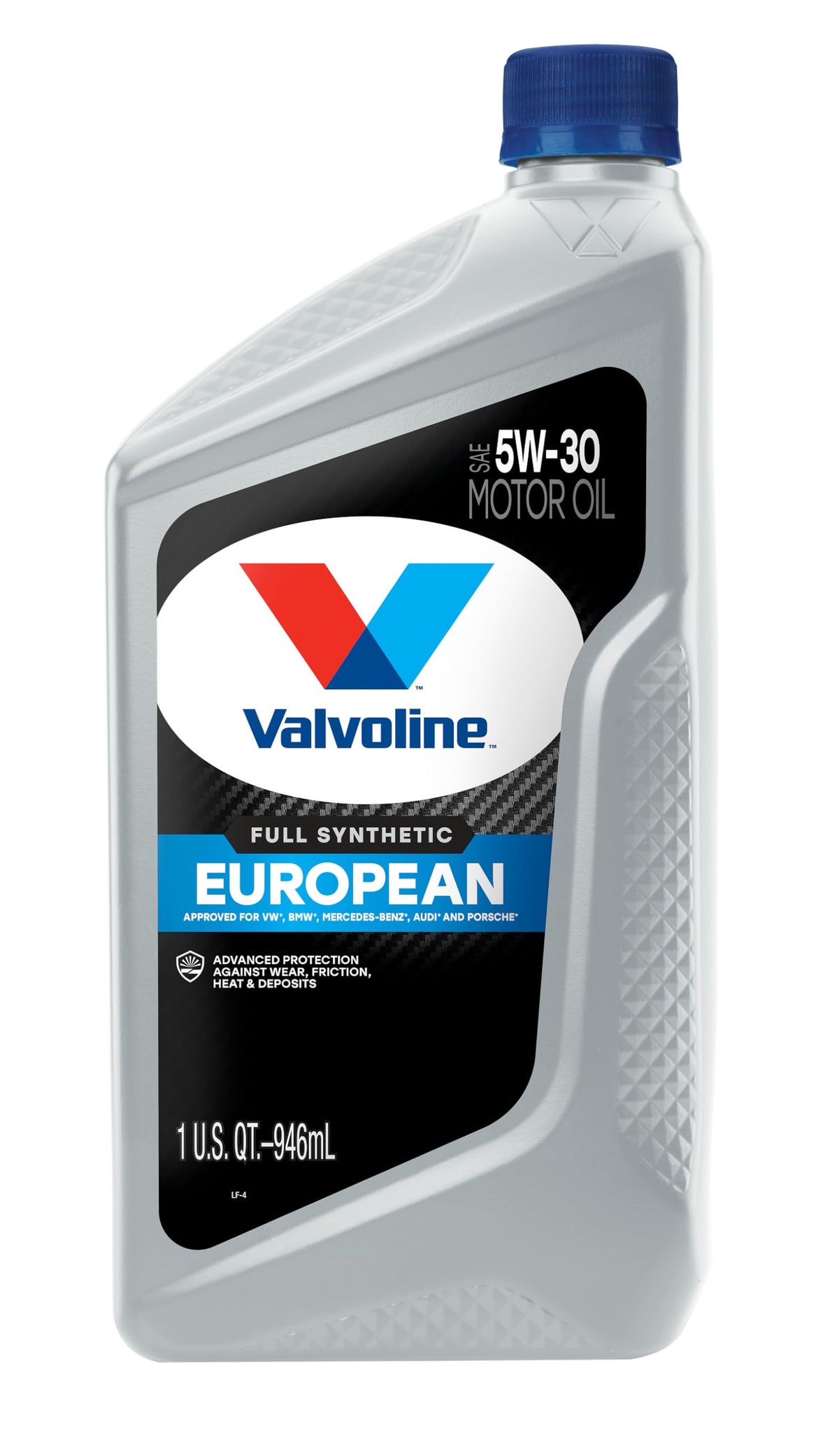 Valvoline bottle label close-up displaying specifications and approvals