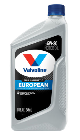 Valvoline bottle label close-up displaying specifications and approvals