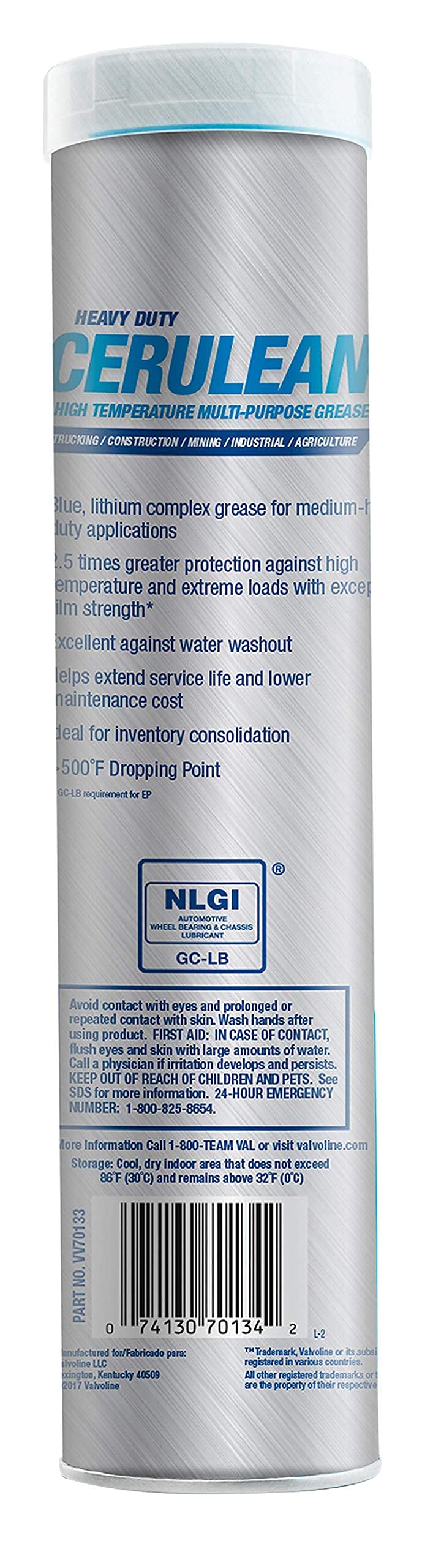 Valvoline Cerulean cartridge loaded in grease gun applying lubricant to a bearing benefit: clean controlled dispensing