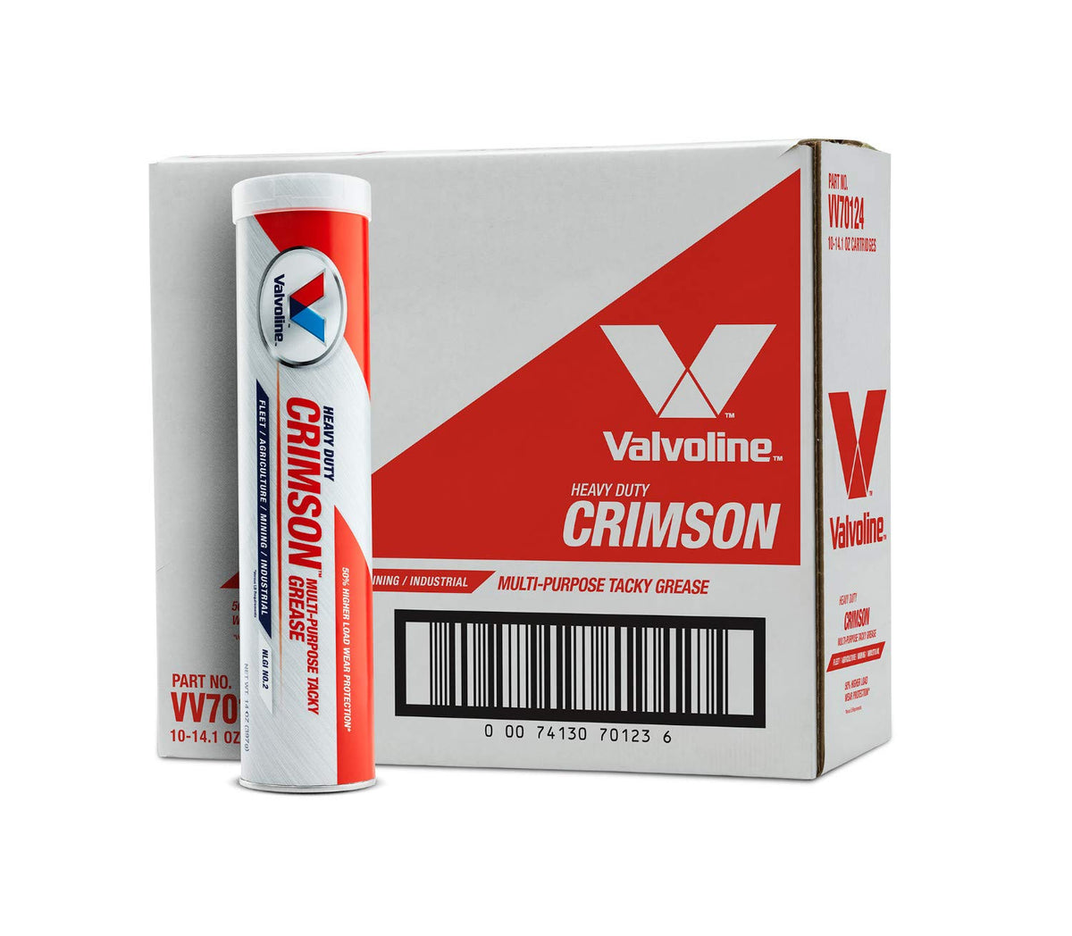Valvoline Crimson cartridge front view showing label and red grease identification benefit