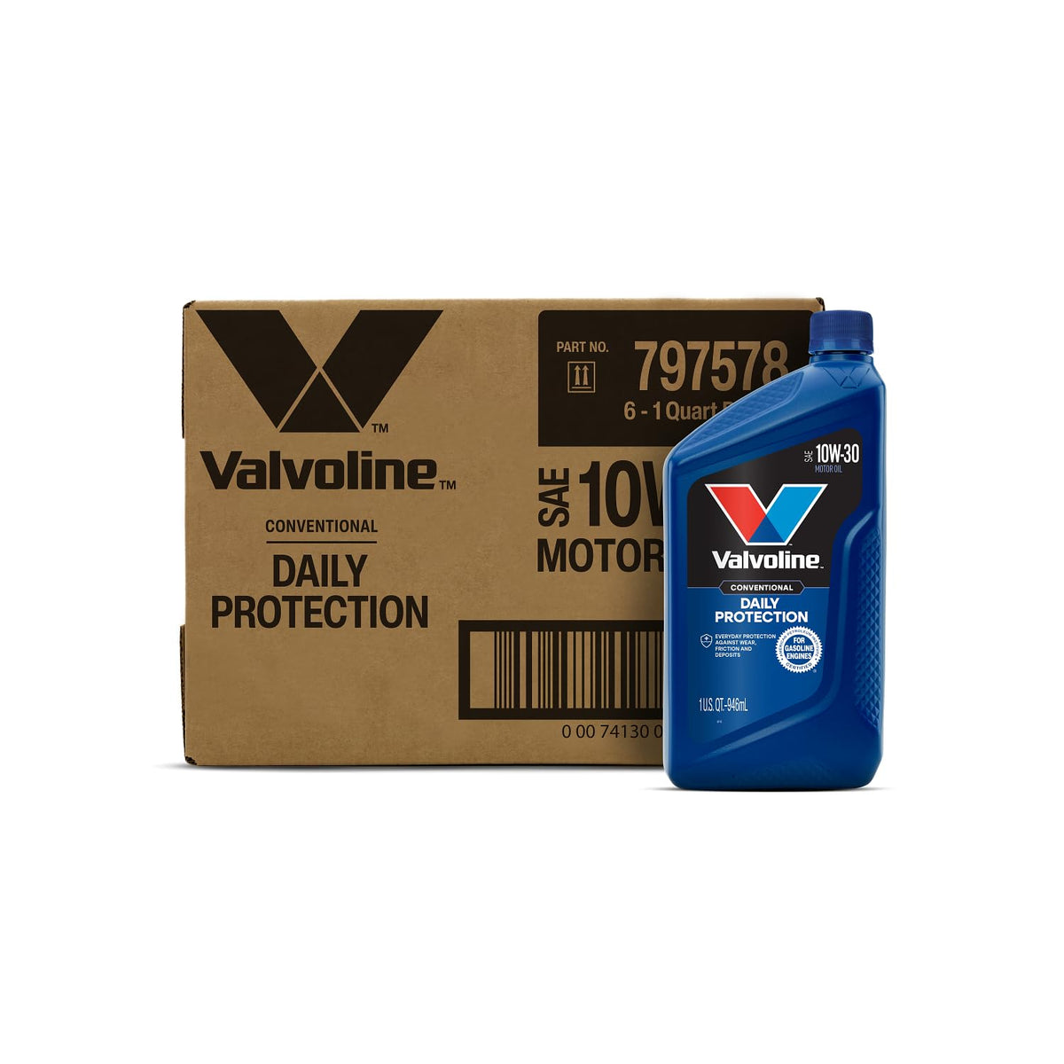 Valvoline Daily Protection front label showing oil grade and benefits