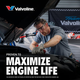 Valvoline bottle on garage workbench illustrating reliable everyday maintenance