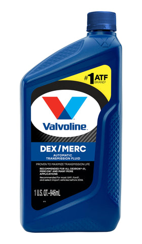 Valvoline DEX/MERC ATF back label details highlighting specs and benefits