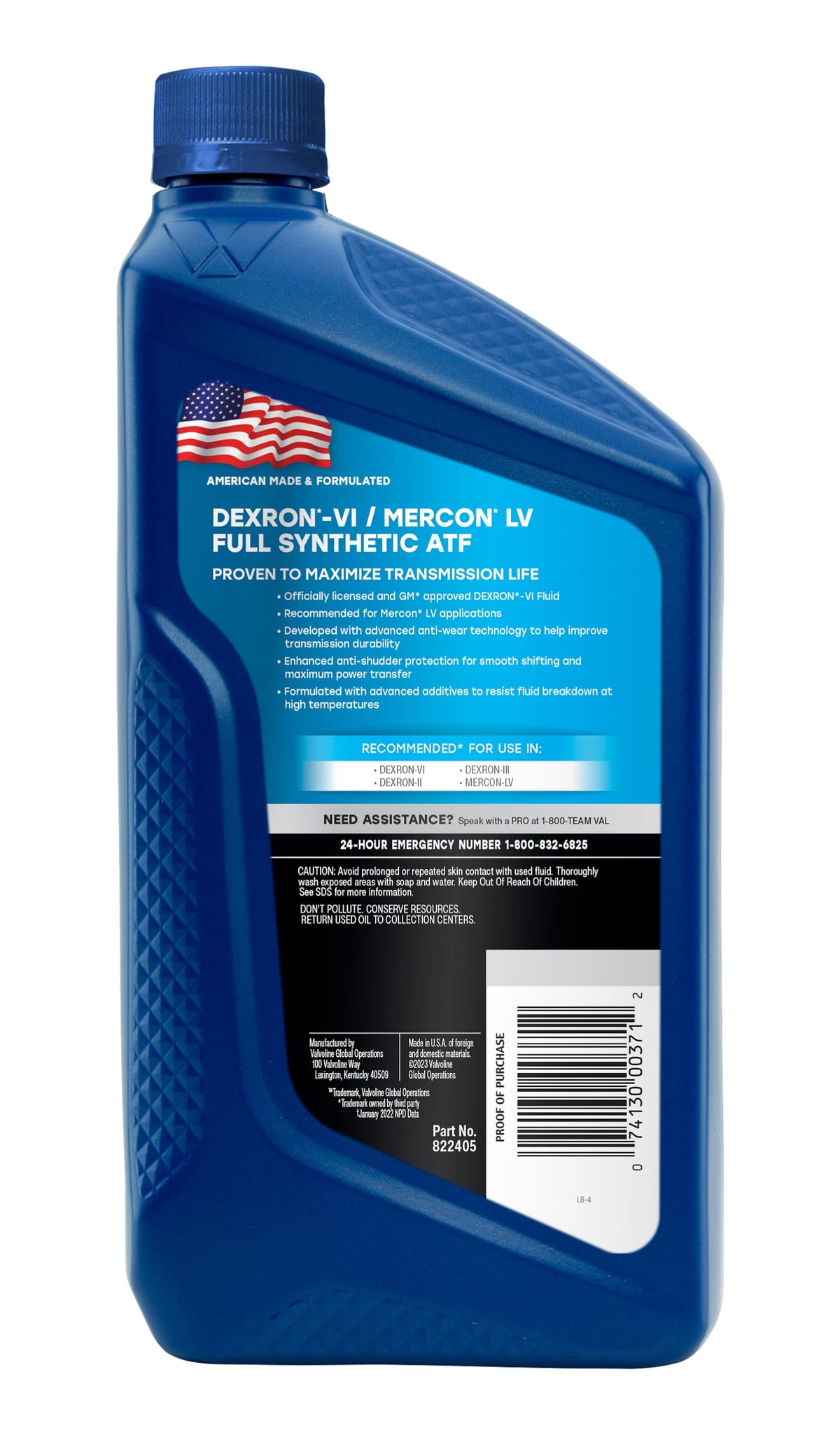 Close-up of Valvoline DEXRON‑VI label highlighting GM license benefit