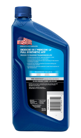 Close-up of Valvoline DEXRON‑VI label highlighting GM license benefit