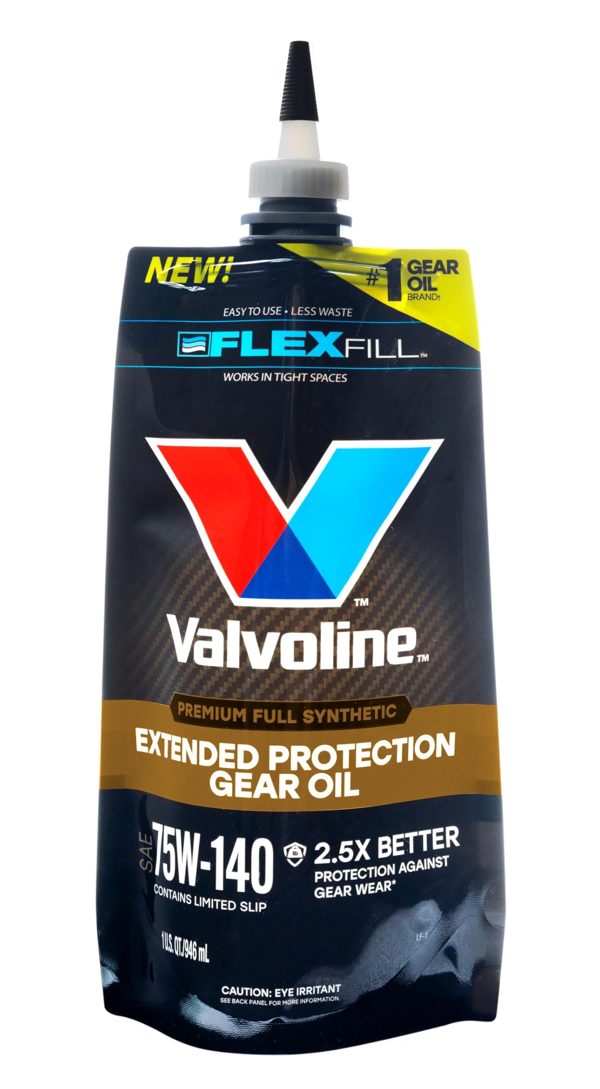 Valvoline pouch front view showing product branding and easy-use design benefit