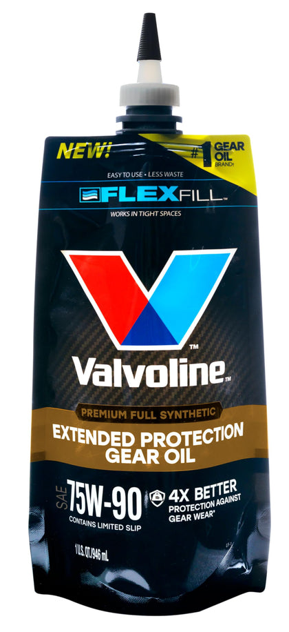 Valvoline FlexFill pouch front label showing product name and benefits