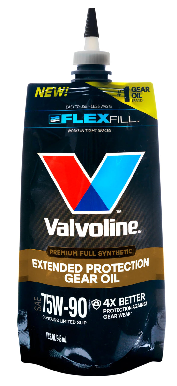 Valvoline FlexFill pouch front label showing product name and benefits