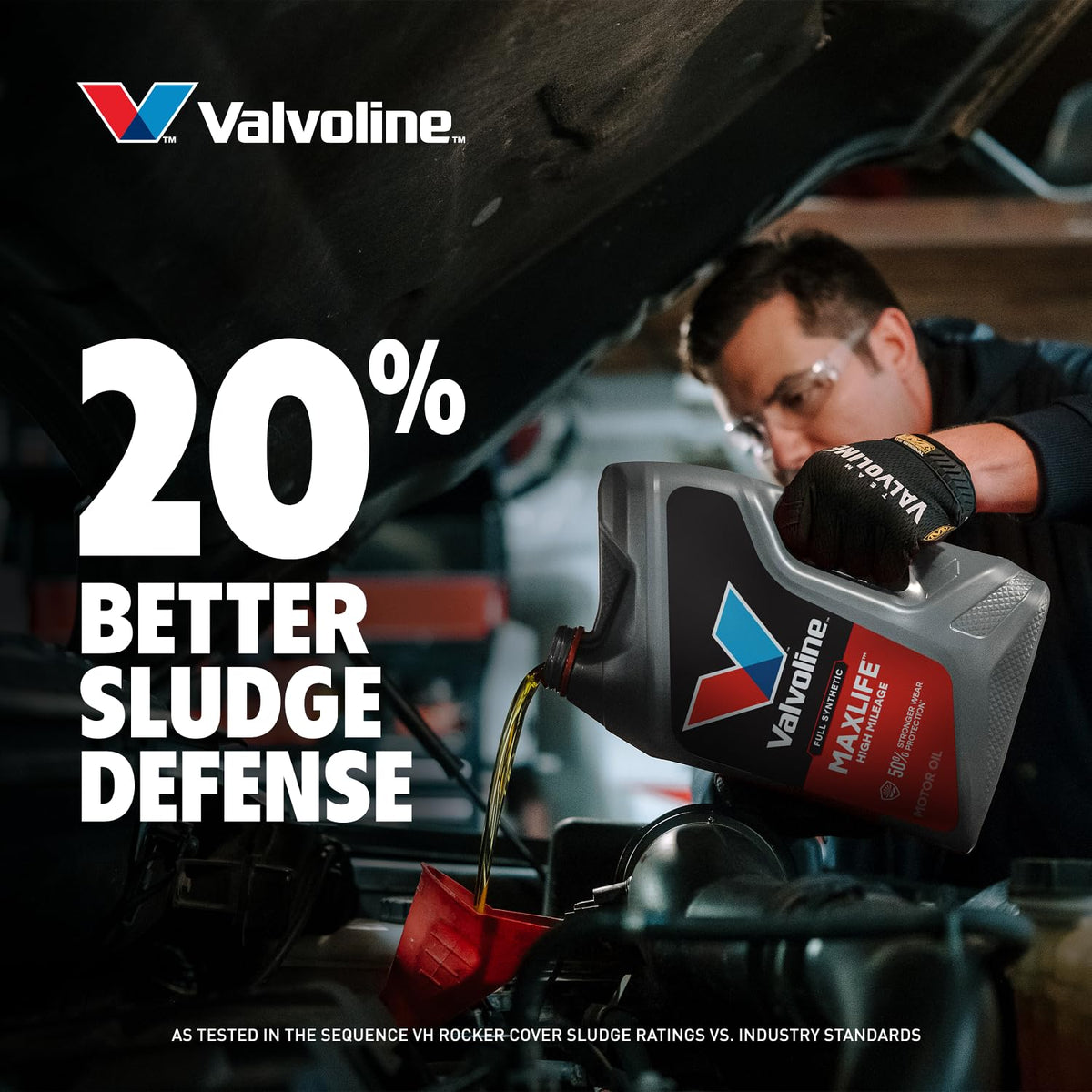 Close texture shot of oil sheen from Valvoline MaxLife illustrating stable viscosity